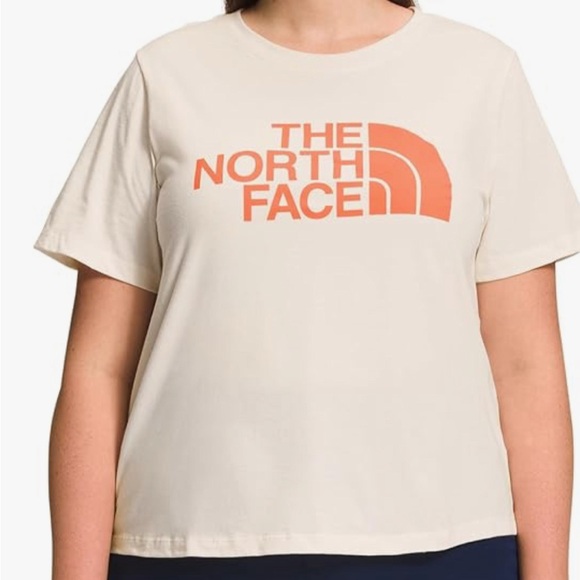 The North Face Women’s Plus Short Sleeve Tee Gardenia White and Orange NWT bx913 - Picture 1 of 7